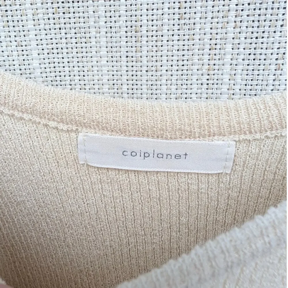 Coiplanet Top Womens Cream Sleeveless Knit Slim Fit Tank